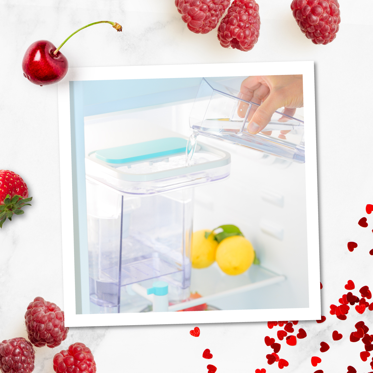 Sweet, zingy, and guaranteed to impress your date, our Valentine's Day Love Potion mocktail is made with refreshing filtered water and complete with heart-shaped ice cubes to get you in the mood for love 💝