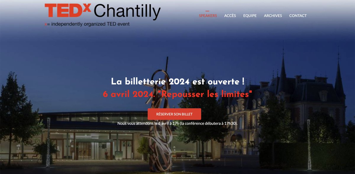 Internet & Jurisdiction Policy Network (@ijurisdiction) on Twitter photo TEDx Chantilly will take place on April 6, 2024 on the theme of "Pushing the limits". <a href="/bdelachapelle/">B. de La Chapelle</a> will be one of the main speakers of the event.
Tickets for this event, held in French, are available for purchase: tedxchantilly.com TEDx Chantilly will take place on April 6, 2024 on the theme of "Pushing the limits". <a href="/bdelachapelle/">B. de La Chapelle</a> will be one of the main speakers of the event.
Tickets for this event, held in French, are available for purchase: tedxchantilly.com