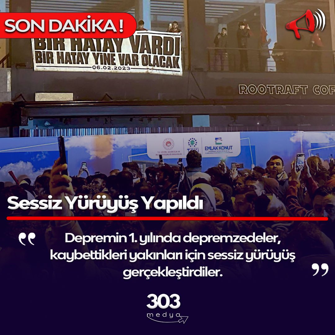 Depremin 1. yılında depremzedeler, kaybettikleri yakınları için sessiz yürüyüş gerçekleştirdiler. #deprem #6şubatdepremi #depremzede #hatay #sondakika #sessizyürüyüş #haber