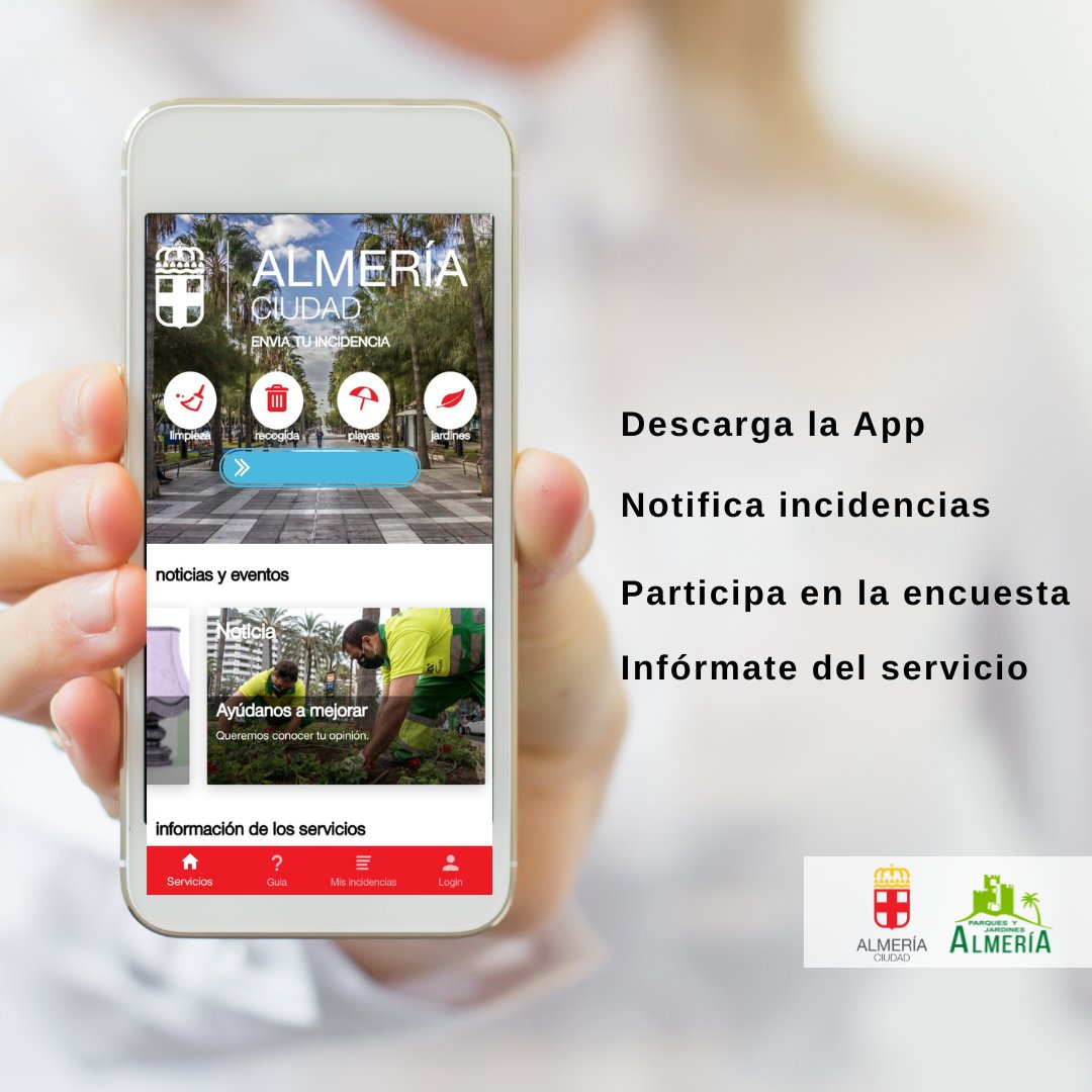 📱 Descarga en tu móvil la App Almería Ciudad es la App que a través de la que podrás informarte sobre nuestros servicios y notificar incidencias sobre los mismos. Búscala en tu tienda de aplicaciones y ayúdanos a cuidar #Almería ❤🫶🏻

<a href="/aytoalm/">Ayuntamiento de Almería</a>
#JardinesdeAlmería 🏰🌴