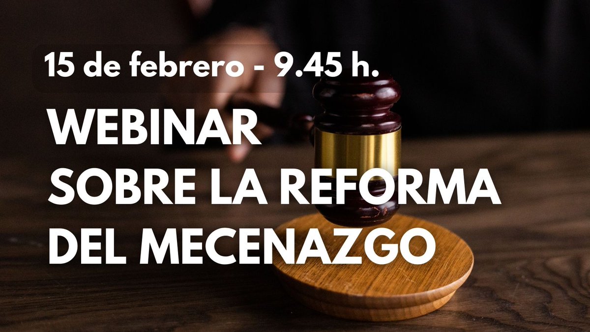 ¿Qué novedades incorpora la reforma del mecenazgo? ¿Cómo va a ser el futuro de las fundaciones?  

El próximo 15 de febrero te contamos los principales aspectos de la reforma del régimen fiscal del mecenazgo. ¡No te lo pierdas!

Inscripción👉fundaciones.org/es/noticias-ae…

#FormaciónAEF