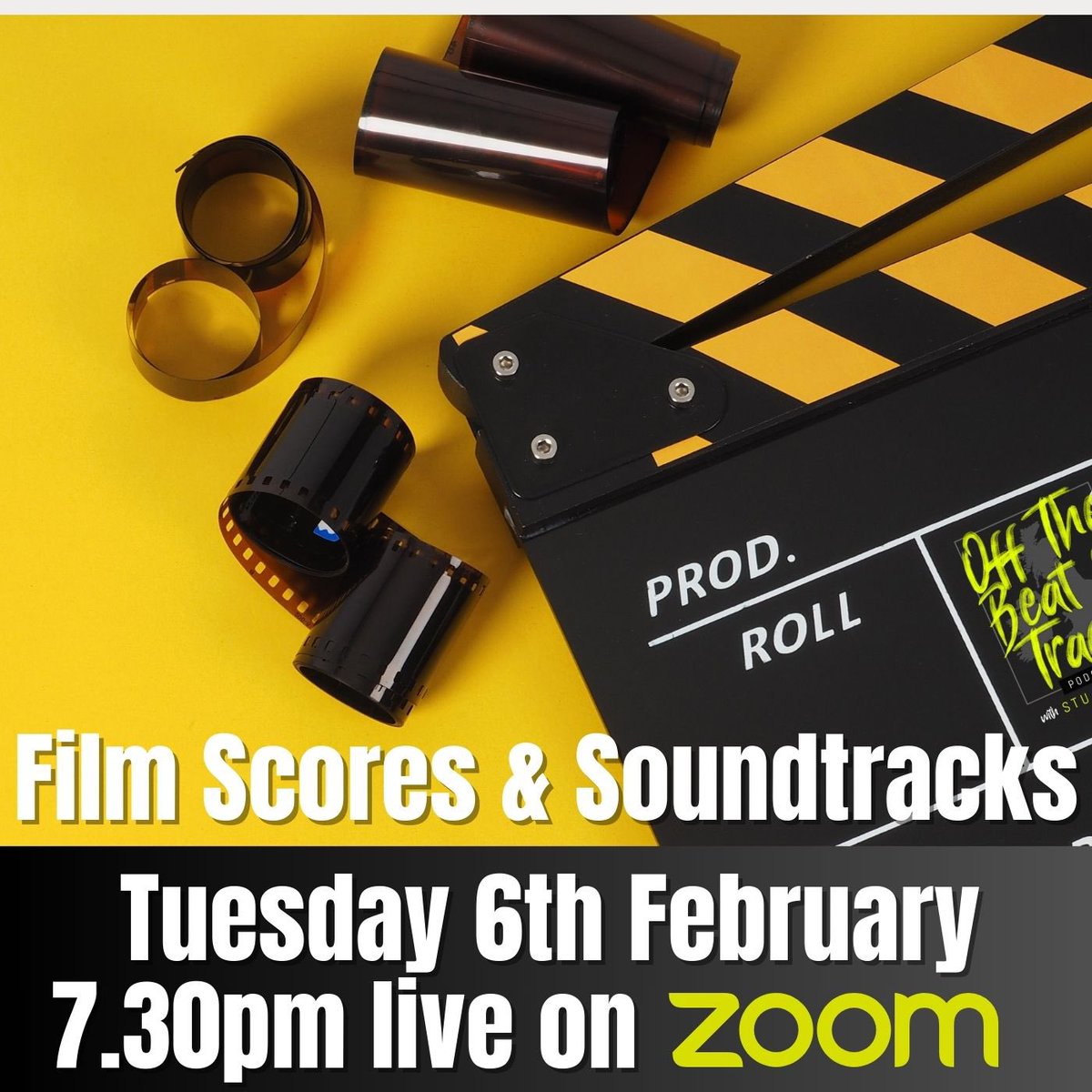 TONIGHT!! I would love to see you pop up on the @beatandtrackpod zoom live show tonight, we will be talking about some of the greatest film soundtracks and scores Tickets are £1 and are available at Patreon.com/offthebeatandt…