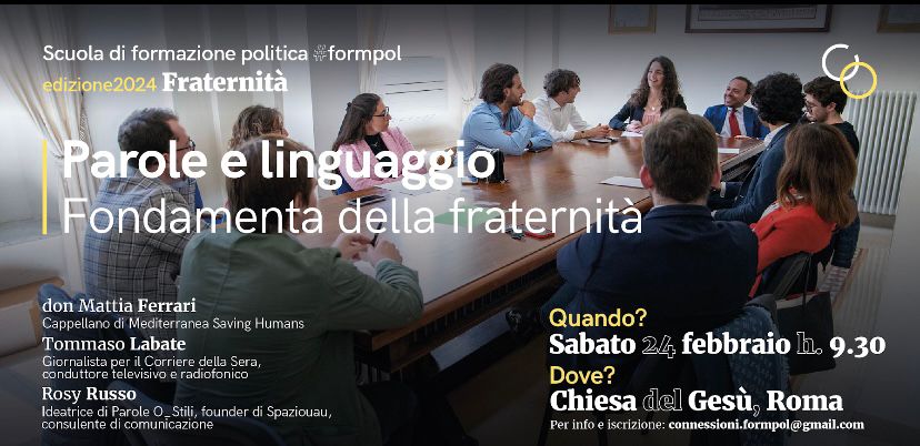 connessioniFP's tweet photo. Vi aspettiamo il 24 febbraio alle 9:30 presso la Chiesa del Gesù per il secondo incontro #Formpol. Per iscriversi inviare una mail a connessioni.formpol@gmail.com https://t.co/RmnF76WLbH