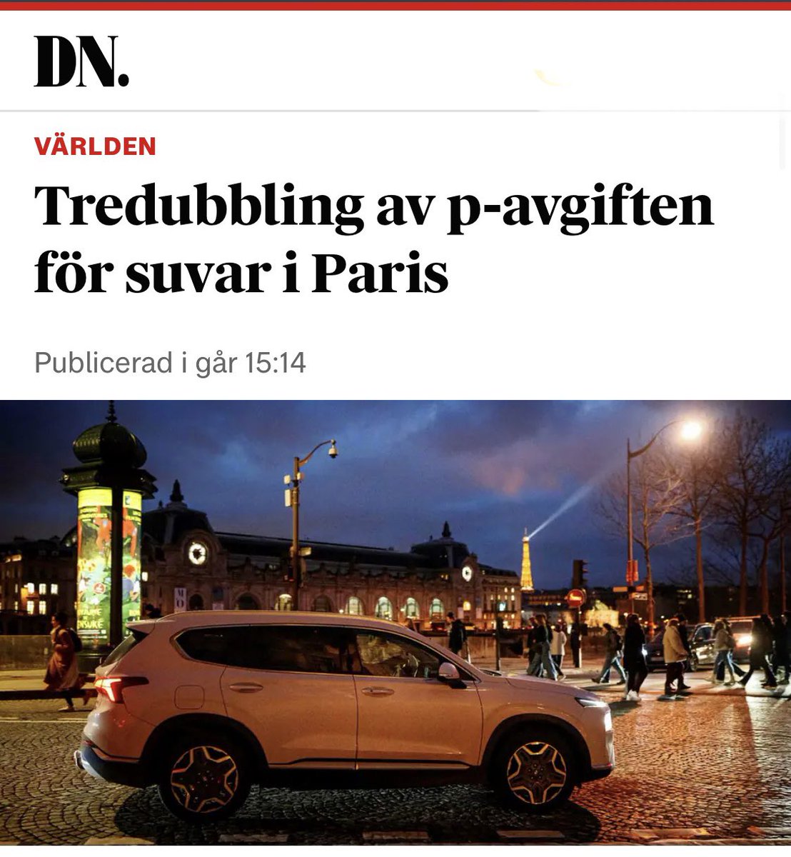 olaspannar's tweet photo. Det går om man vill. Sedan 2020 har cyklandet i Paris ökat med 71 % och staden byggt 8 mil nya cykelbanor. Nu tas ännu ett steg för minskad biltrafik. Efter ja i en folkomröstning höjs p-avgiften för fossilbilar över 1,6 ton från 6 till 18 euro/tim

https://t.co/yOnzcKvL7K https://t.co/ChaRg97HoS