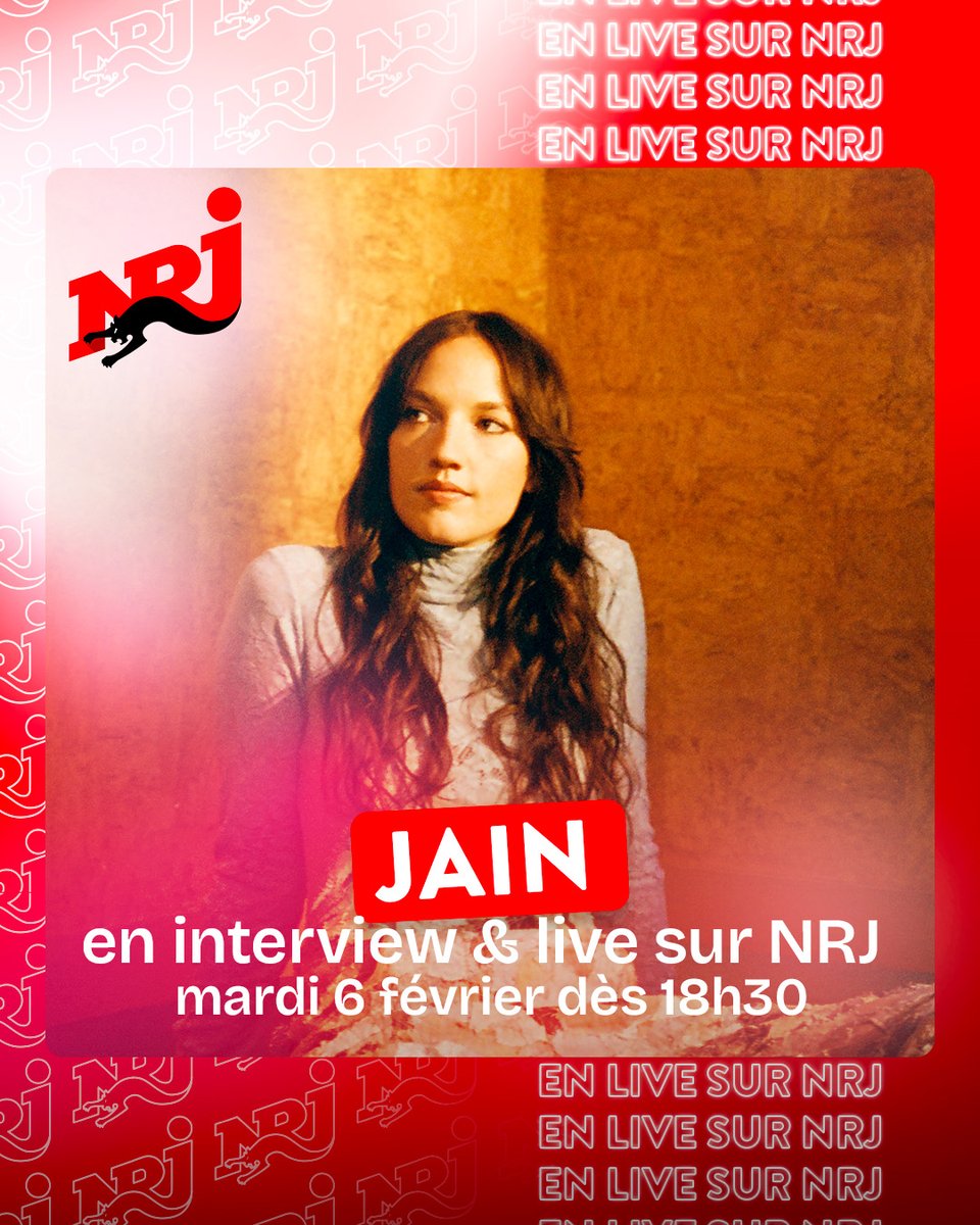Aujourd'hui @Jainmusic sera l'invitée de Louis sur NRJ dès 18H30 ! ✨