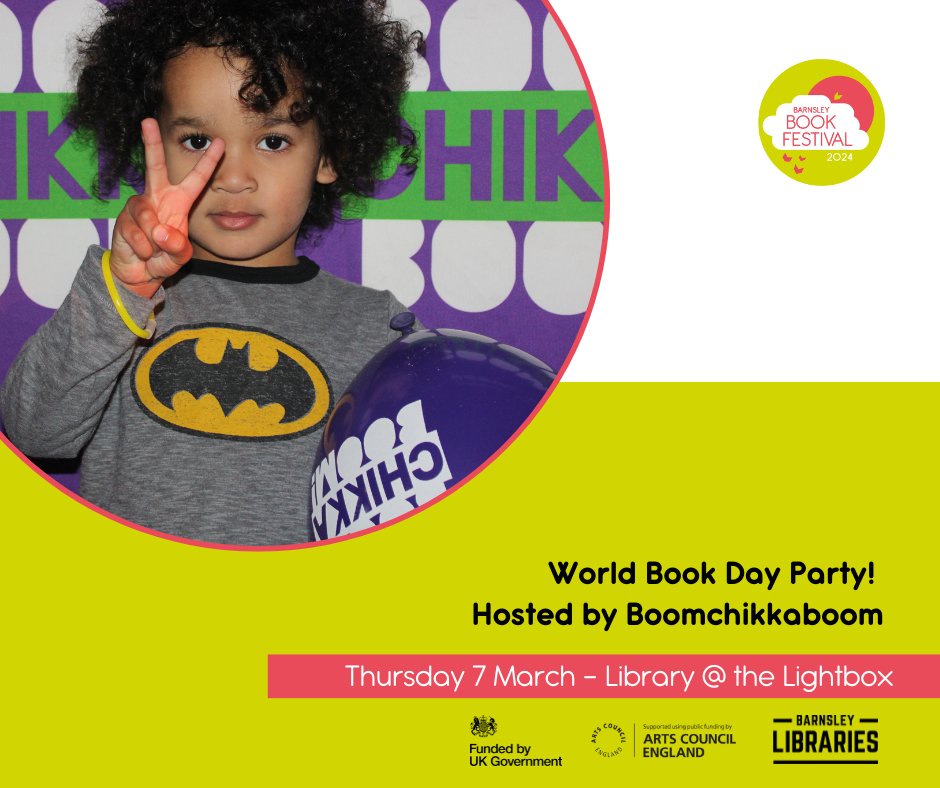Barnsley Libraries (@barnsleylibs) on Twitter photo We can't wait for our World Book Day party hosted by <a href="/boomchikkaboom/">Boomchikkaboom</a>! Come along in your costumes and be ready to strut down our costume party parade catwalk 🪩
This is a free event but booking is essential: Barnsley.gov.uk/libraryevents
#BarnsleyBookFetsival #LetsCreate <a href="/ace_thenorth/">Arts Council England, North</a> We can't wait for our World Book Day party hosted by <a href="/boomchikkaboom/">Boomchikkaboom</a>! Come along in your costumes and be ready to strut down our costume party parade catwalk 🪩
This is a free event but booking is essential: Barnsley.gov.uk/libraryevents
#BarnsleyBookFetsival #LetsCreate <a href="/ace_thenorth/">Arts Council England, North</a>