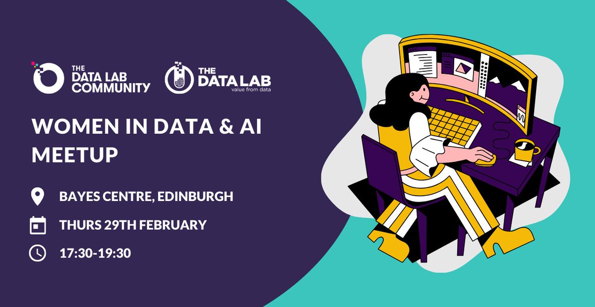 The Data Lab Community (@tdlcommunity) on Twitter photo The Women in Data & AI Meetup is back!
Join us at <a href="/BayesCentre/">Bayes Centre</a> or online to catch up with the community and connect with women of all experience levels working in data & AI.
🗓️ 29 February 2024 17:30-19:30 GMT
📍 Bayes Centre, Edinburgh + Online
community.thedatalab.com/networks/event… The Women in Data & AI Meetup is back!
Join us at <a href="/BayesCentre/">Bayes Centre</a> or online to catch up with the community and connect with women of all experience levels working in data & AI.
🗓️ 29 February 2024 17:30-19:30 GMT
📍 Bayes Centre, Edinburgh + Online
community.thedatalab.com/networks/event…