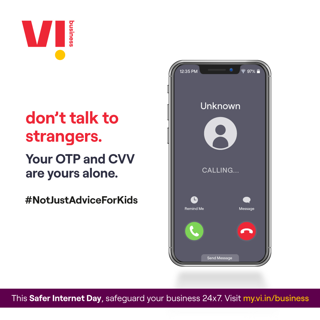 ViBusinessIndia's tweet photo. Your OTP and CVV are for your eyes only. See what else you can use to amp up your digital security this, #SaferInternetDay : https://t.co/jEcZ77F2CP
#ReadyForNext #ViSecure #CyberSecurity #NotJustAdviceForKids https://t.co/ycRdGlTNmq