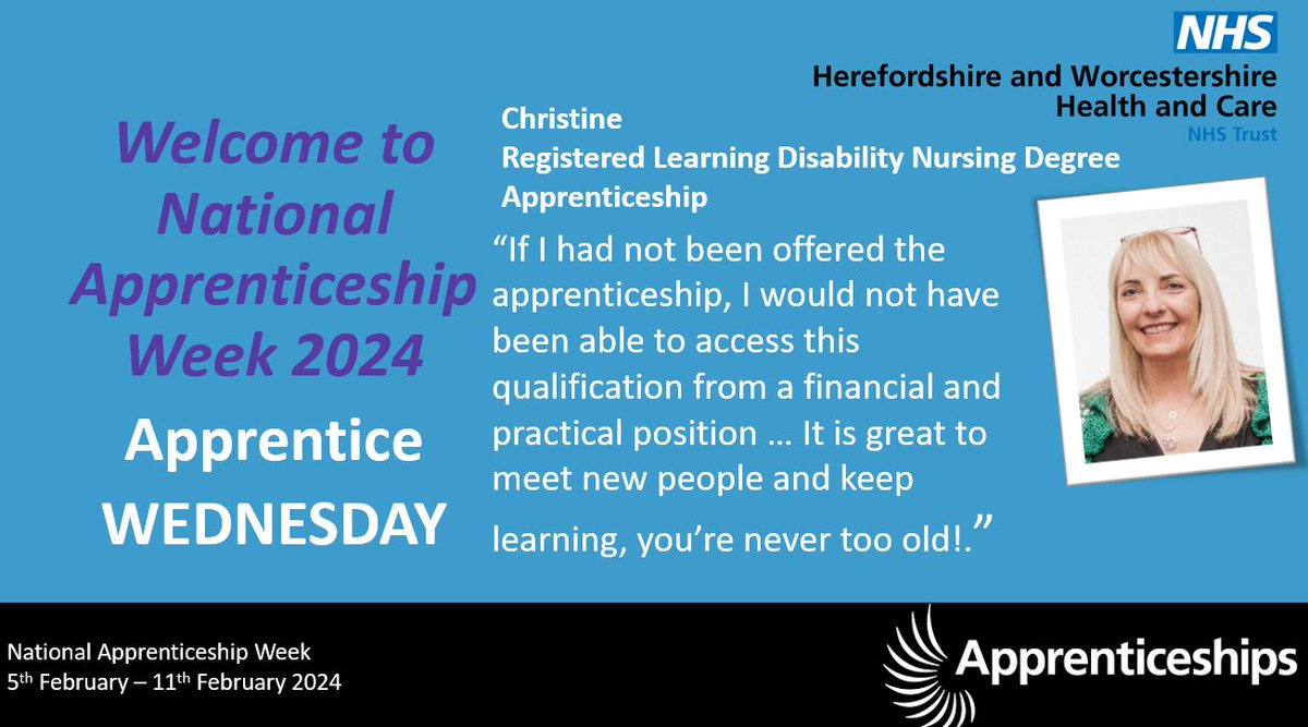 Apprentice Wednesday: As a Trust we are proud to support our staff on their apprenticeship journeys .. today we would like to share and celebrate some of our many apprentices 🥳🥳💙💙 #NAW2024 @hacwlearning @HWHCT_NHS @WorcsApprentice #skillsforlife