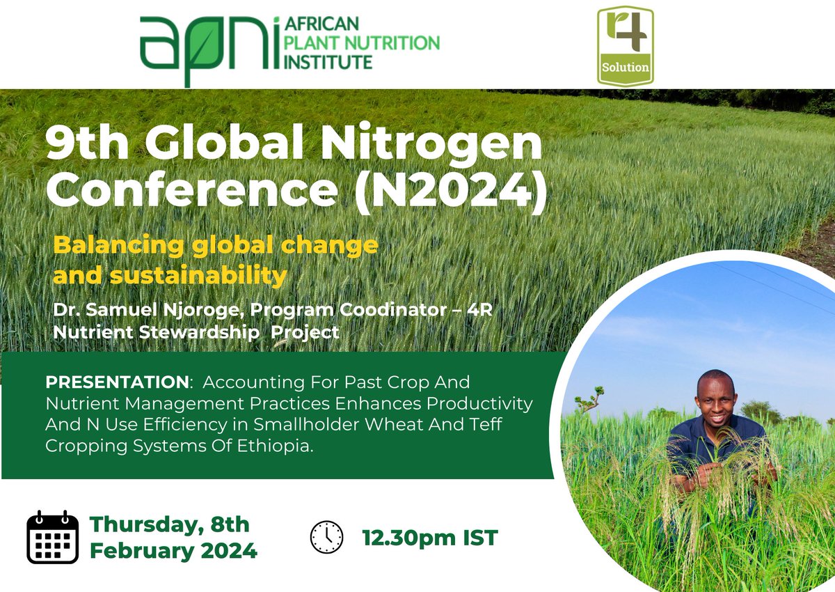4RSolution's tweet photo. Attending theย 9th Global Nitrogen Conference (N2024) in New Delhi?ย On Feb 8 join, APNI Scientist,ย ๐ซ๐.ย ๐บ๐๐๐๐๐ย ๐ต๐๐๐๐๐๐,ย ๐๐๐ย ๐๐๐๐ย p๐๐๐๐๐๐ย lessonโs learned from #4RSolution project research on how Register online atย https://t.co/TDghaVOnEP https://t.co/6eyPN2dnBy
