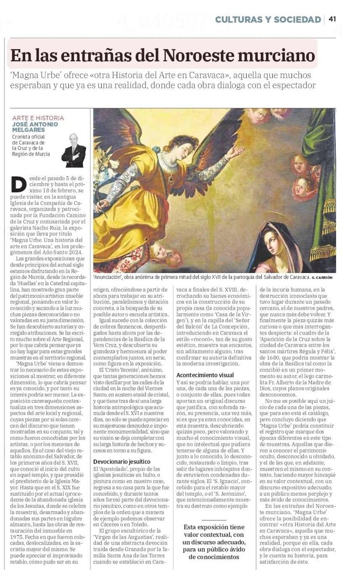 El cronista de Caravaca de la Cruz, José Antonio Melgares, nos da mil y unas razones en este artículo para visitar “MAGNA URBE”.