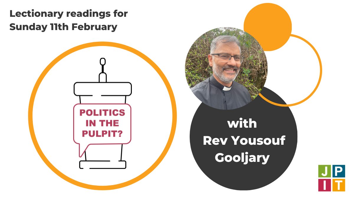 On this week's episode of #PoliticsinthePulpit, Revd Yousaf Gooljary @YGooljary inspires preachers to address racism this Sunday 11 February, which is both Transfiguration Sunday and Racial Justice Sunday. Find the episode here: jpit.uk/politicsinthep…