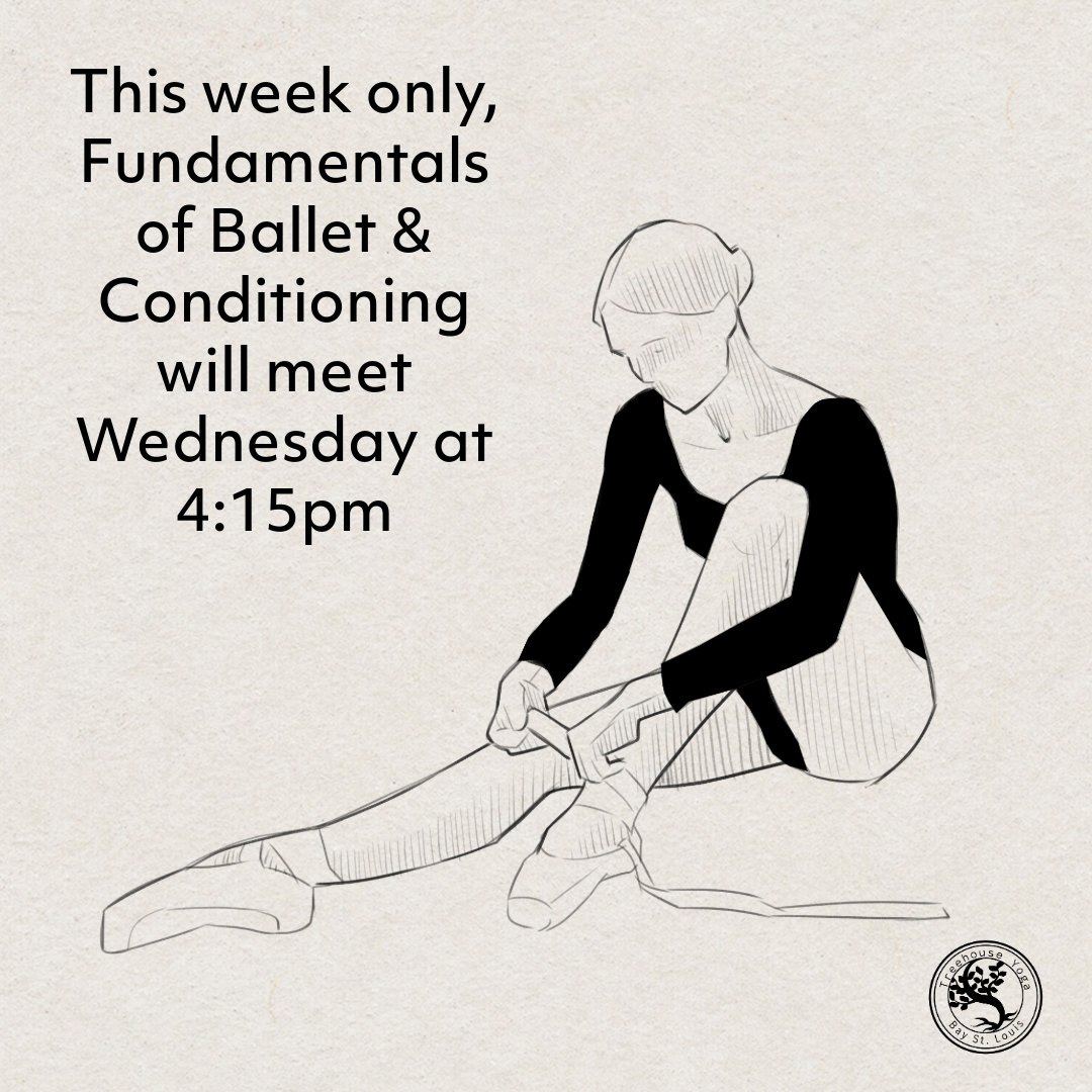 Due to a scheduling conflict, Fundamentals of Ballet and Conditioning will meet on Wednesday this week at 4:15 pm. The Friday class has been canceled.