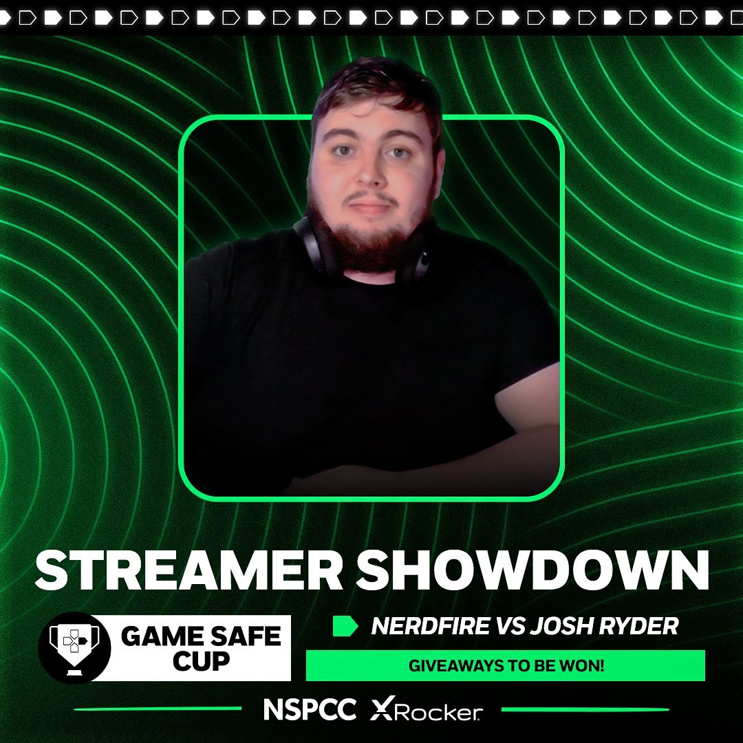 JoshRyderFC's tweet photo. Streamer Showdown Vs @NerdFireYT at the Game Safe Festival with the @NSPCC!

I'll be taking on challenges, raising money for charity and we've got some exclusive giveaways 👀 Streaming live together this Saturday at 11am from the @XRockerGaming fitted room!   

Don't miss it 👀 https://t.co/2A6lq2ivAl