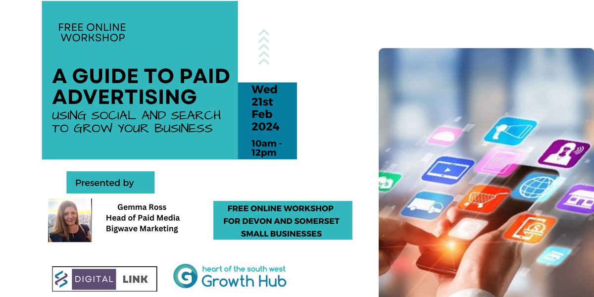 📣 Devon & Somerset SMEs, dive into #PaidAdvertising with our  #FreeOnlineWorkshop, 21st Feb, 10am-12pm! 🌟  Bigwave Marketing will guide you through social media & search engine ads mastery.

📲 Join via Teams. Book now: …sing-online-workshop.eventbrite.co.uk

 #DevonBusiness #SomersetBusiness