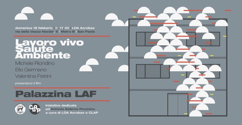 CLAP_RM's tweet image. #18f #Roma Lavoro vivo, Salute, Ambiente. Michele Riondino, Elio Germano e Valentina Petrini presentano Palazzina Laf. Iniziativa dedicata ad Antonio Salerno Piccinino a cura di Acrobax e CLAP. Partecipa e sostieni il sindacalismo sociale #Lavoro #Ilva #PalazzinaLaf #CiaoAnto