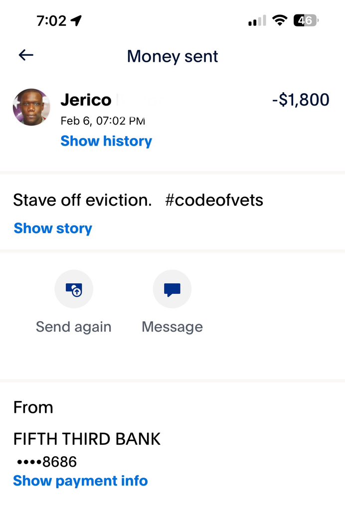 codeofvets's tweet image. MISSION ACCOMPLISHED

One veteran at a time. #codeofvets