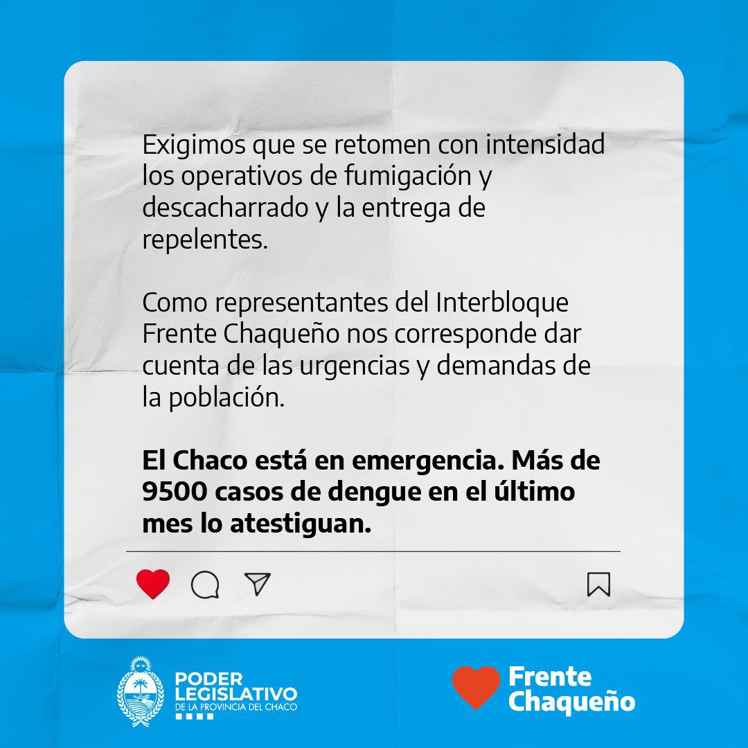 marietaquiros's tweet photo. El Chaco está en emergencia. Más de 9500 casos de dengue en el último mes lo atestiguan.
#NoAlDengue
#CrisisSanitaria
#VacunaYa https://t.co/1nGhqHCzIj