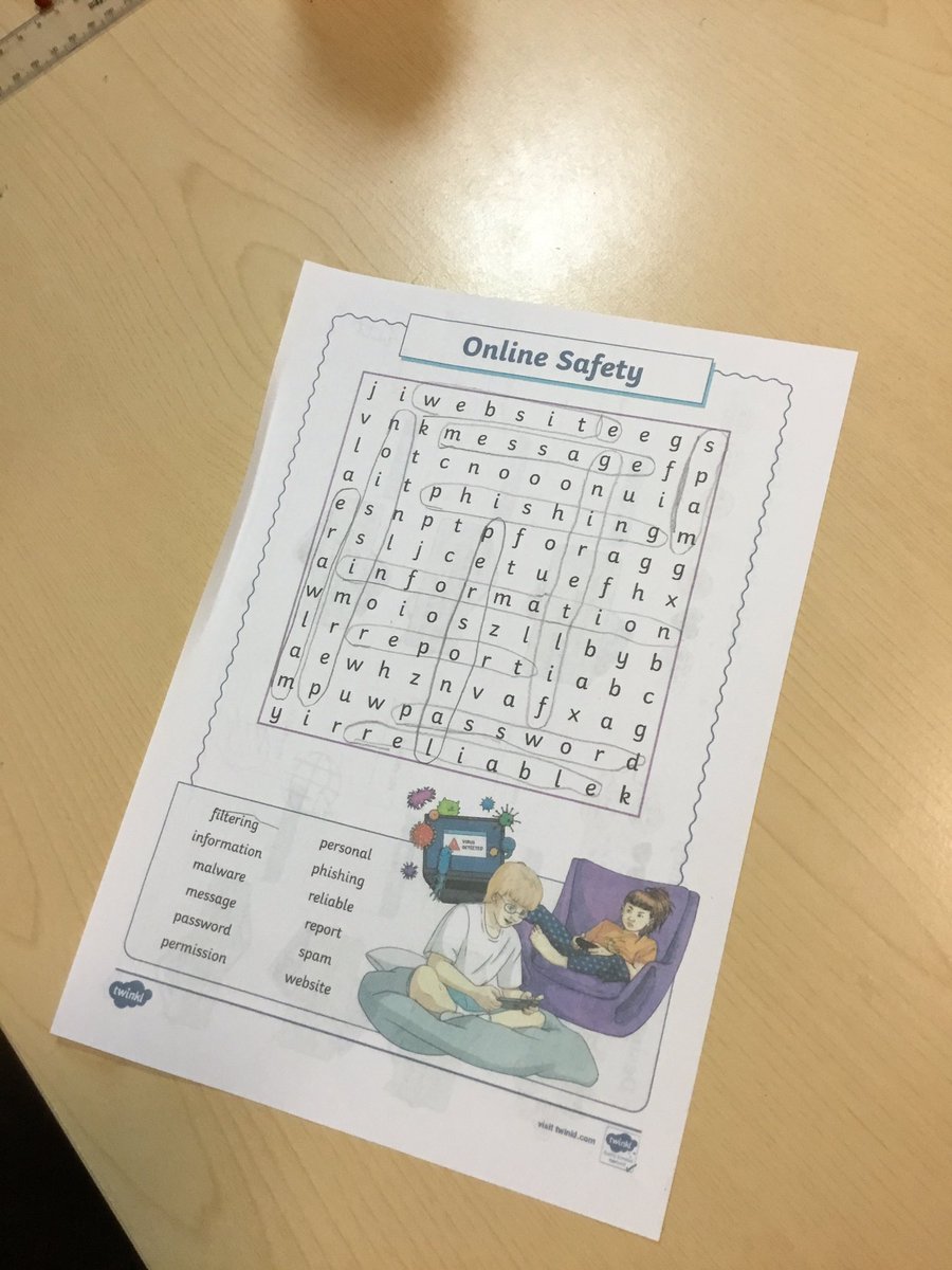5C_stjohns's tweet photo. Started our #SaferIntenetDay with an online safety word search, now tuning into the BBC live lesson looking at using AI safely! #sjpscomputing https://t.co/QIZeW1uCGK
