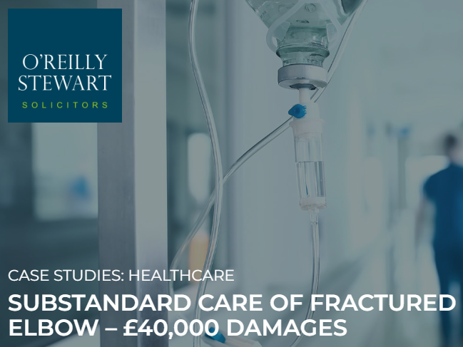 Substandard Care of Fractured Elbow – £40,000 Damages - Claire Hunt of O'Reilly Stewart Solicitors acted for this injured patient. A favourable outcome.
 #healthcare #law #medicalnegligence #northernireland #WeAreORS oreillystewart.com/casestudy/subs…