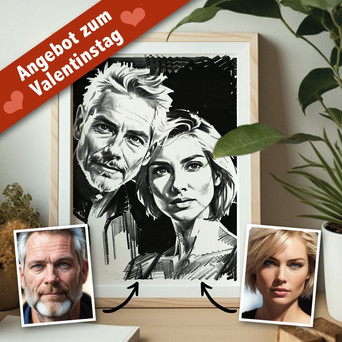 Ihr sucht noch ein passendes Valentinstagsgeschenk?
Wir machen aus 2 Einzelfotos ein neues Kunstwerk im Bleistiftstil oder als Aquarell.
Ab € 9,95 als Download
yourcomictale.de