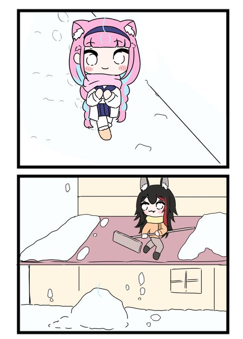 雪降ってたから再掲☺️ 雪に埋まったあくたんまだ面白い やまのたまに絵を描く さんのマンガ ツイコミ(仮)