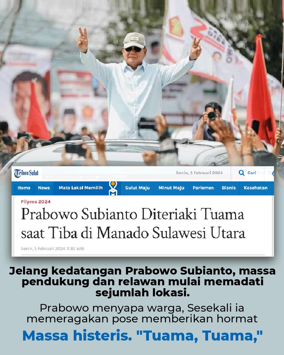 Capres RI 02 Prabowo Subianto bakar semangat puluhan ribu pendukung di Lapangan Schwarz Langowan, Minahasa, Sulawesi Utara, Senin 5/2/2024.#KenapaHarusPilih02