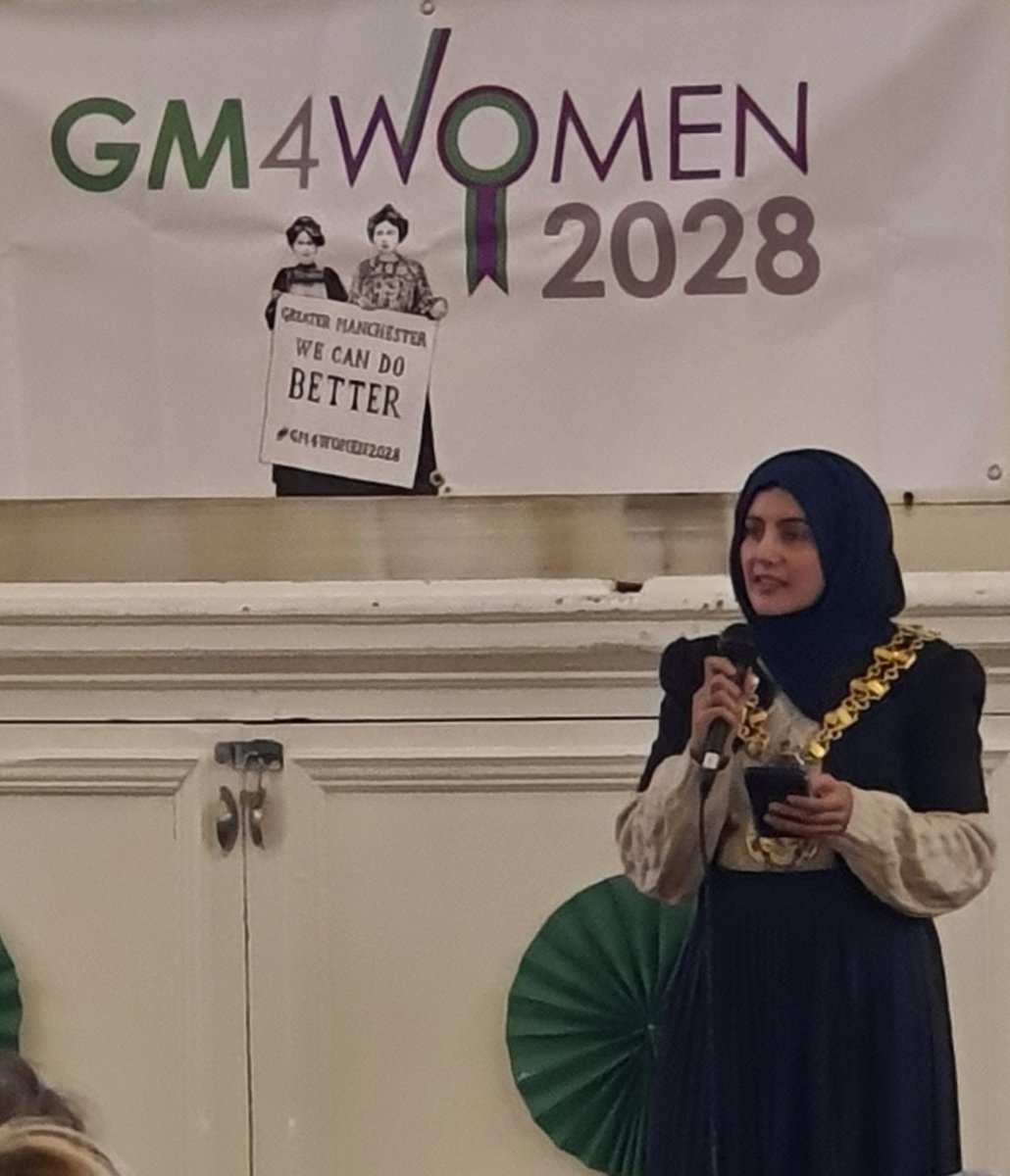 sofia_higgins's tweet image. Wonderful welcome speech from the Mayor of Tameside Mahfeen Sharif 
@GM4Women2028 
#DataDeedsDetermination
#GM4WOMEN