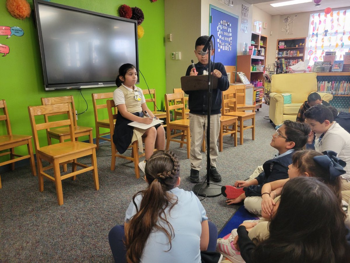 3rd Grade Spanish Spelling Bee: The JJA Version! The “official” Bee is open to 4/5th grade, but 3rd Grade wanted to participate! Ms. Moreno made it happen! The winners of the 5th gr Bee served as judges, Senerchia &amp; Rosie hosted and Williams jumped in with details! 💙🤍 #LeadIt!!
