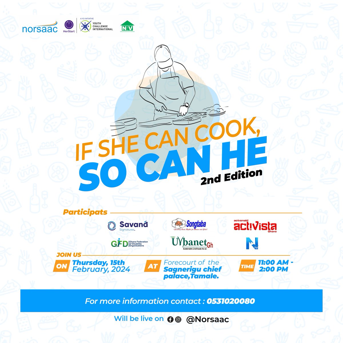norsaac's tweet photo. 🎉🍳👩‍🍳 The Big Announcement! 🎉🍳👨‍🍳
We are thrilled to unveil the highly anticipated second edition of  Norsaac-YCI initiative dubbed "IF SHE CAN COOK, SO CAN HE" COOK-A-THON! This time, it's bigger, bolder, and better.

#HerStart #genderequality #YCI #Norsaac #Cookathon https://t.co/Z6OGQQNQhk