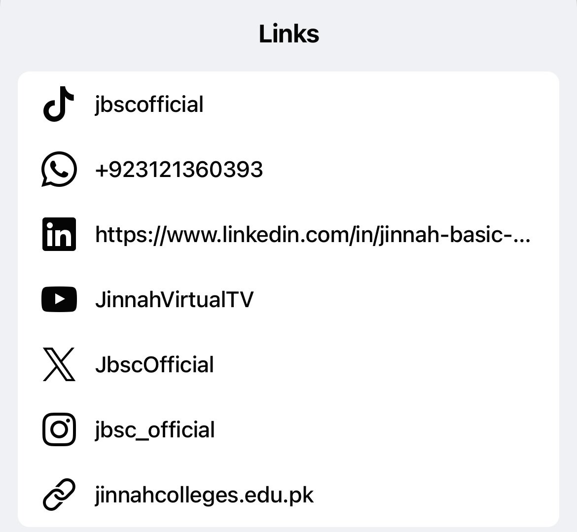 JbscOfficial's tweet photo. 𝗘𝘅𝗽𝗹𝗼𝗿𝗲 𝗼𝘂𝗿 𝗽𝗿𝗲𝘀𝗲𝗻𝗰𝗲 𝗼𝗻 𝘁𝗵𝗲 𝗳𝗼𝗹𝗹𝗼𝘄𝗶𝗻𝗴 𝘀𝗼𝗰𝗶𝗮𝗹 𝗻𝗲𝘁���𝗼𝗿𝗸𝘀.

#SocialMedia #OfficialSocialMediaNetwork #JinnahCollegesMansehra #JinnahBasicSchoolMansehra #Jinnah #JBSC https://t.co/bxbPYySXiP