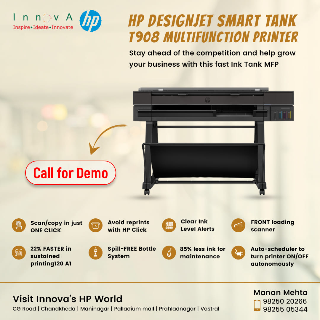 innovaindia's tweet image. HP DesignJet Smart Tank T908 multifunction printer
#hp #hpplotter #t908 #hpindia #architectprinters #hpprinters #hpdesignjet #xeroxmachine #pritingshop #paperpriting #hpdealer #plotterdealer #plotterrepair #printerrepair #designjetz6 #largeprinter