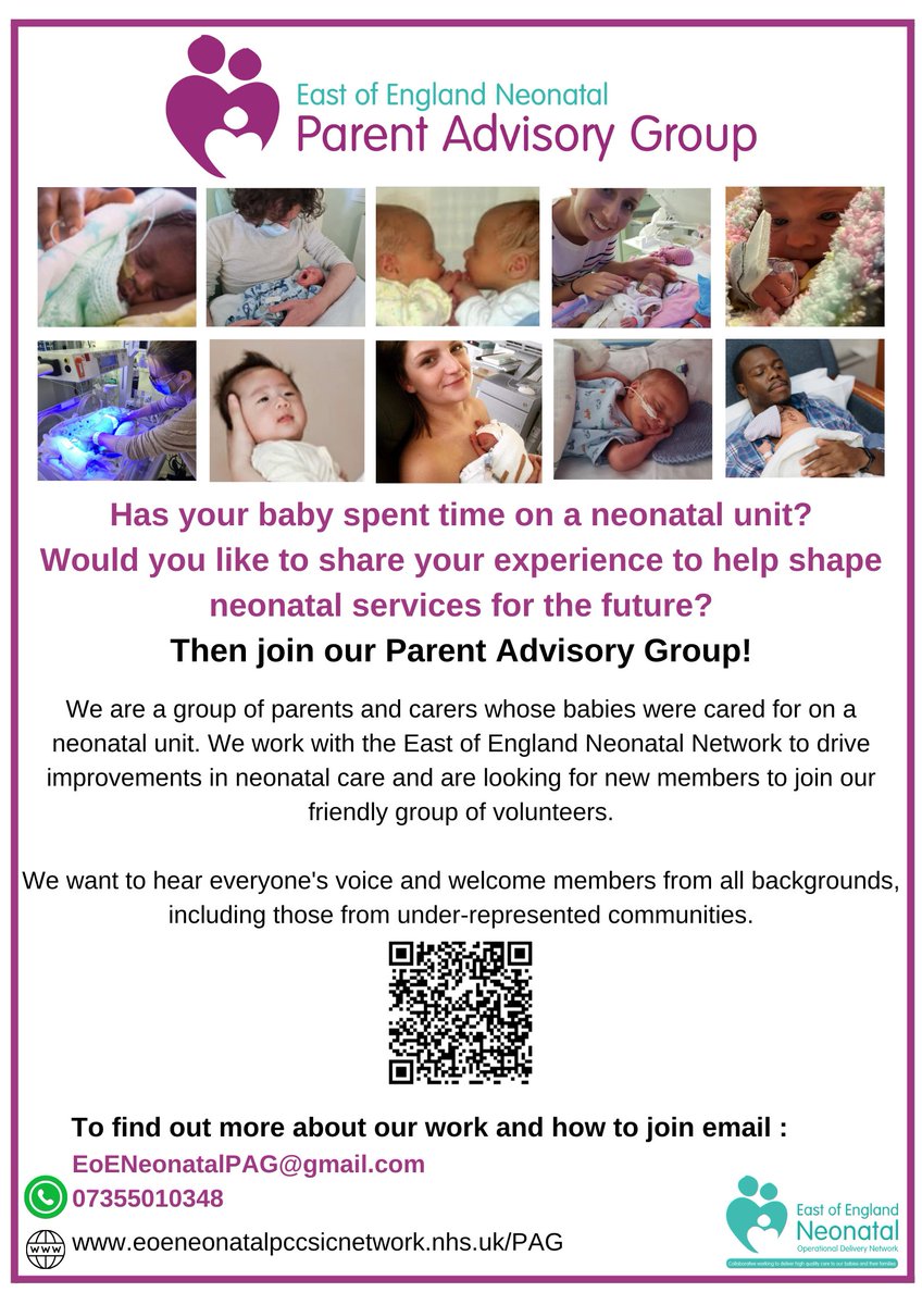 Has your baby spent time on a neonatal unit? Would you like to share your experience to help shape neonatal services in the future? Join our Parent Advisory Group (PAG). For more info please see the poster below. #eoeneoodn #pag #neonatal