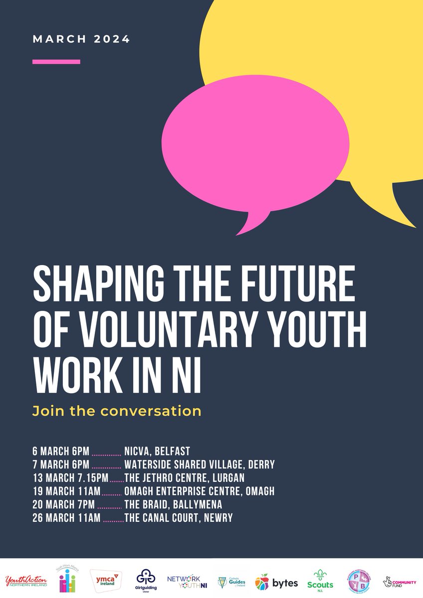 YouthWorkAll's tweet photo. Join the conversation and have your voice heard on the future of Voluntary Youth Work.  See link below for press release and how to get involved in these vital conversations.
https://t.co/min8cGSQNZ

 #TNLComFundNI #dptfinace #nicva #DormantAccountsFund https://t.co/KXwy4tjELr