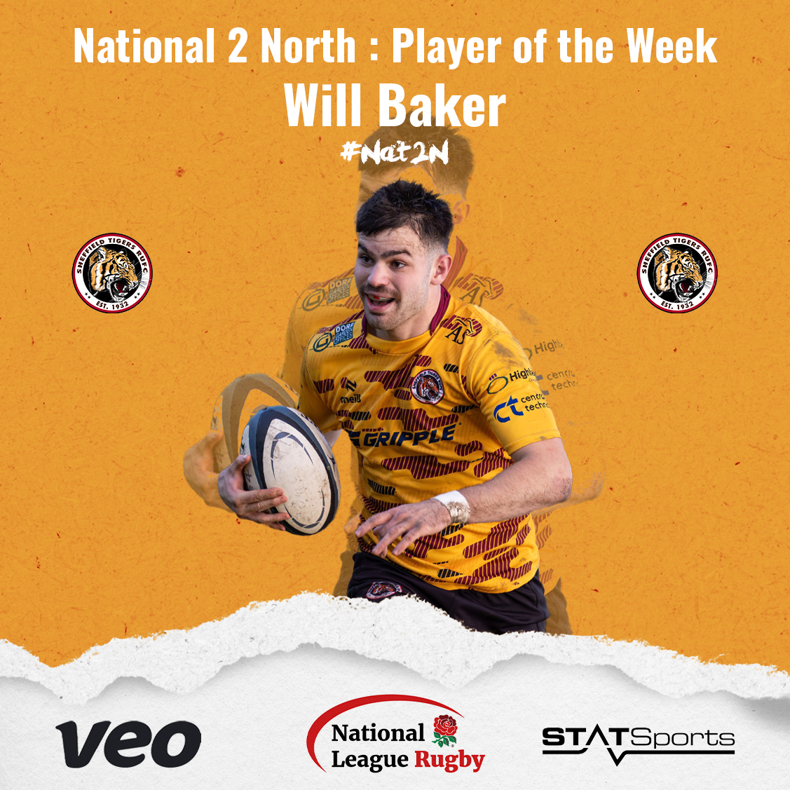🚨Here is this week's Player of the Week from 03/02 in National 2 North:
<a href="/SheffTigersRUFC/">Sheffield Tigers</a>'s Will Baker #Nat2N