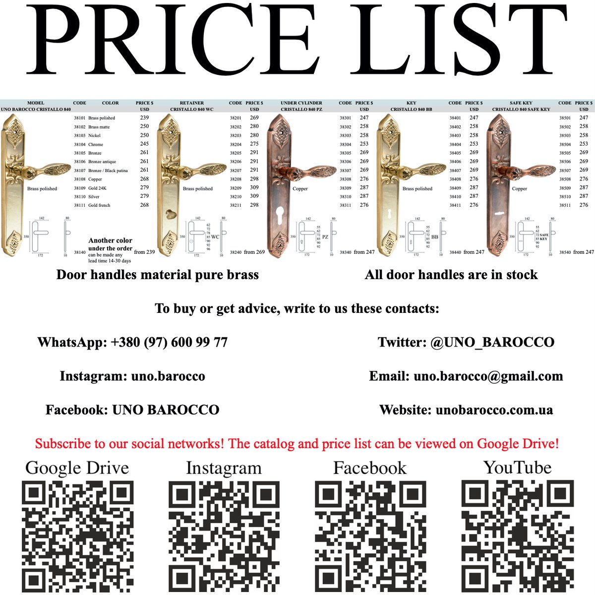 ‼️ Very good prices for large brass door handles😎 Everything is in stock🔥

The price of a set of door handles 250 $ 💵🇺🇸 or 250 €💶🇪🇺

Shipping will be free ✈️📦

Write to us to buy✅
Instagram: uno.barocco

#UNOBAROCCOCRISTALLO #UNOBAROCCO

#doorhandles #brasshandles #handles