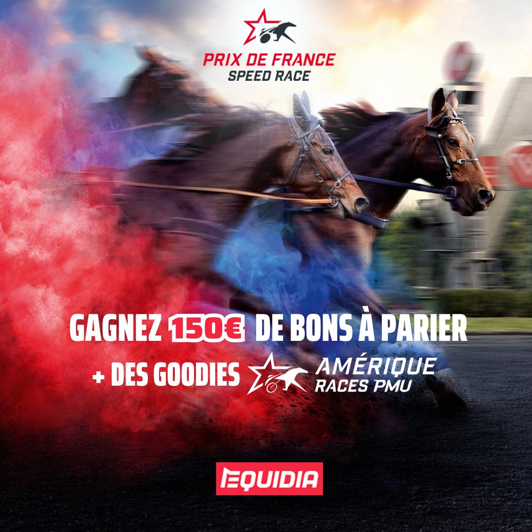 equidia's tweet image. 🚨 JEU CONCOURS

À gagner :
🎟️ Un bon à parier d'une valeur de 150€
🎁 Des goodies du Prix de France Speed Race

Pour cela :   
🔄 Retweet
❤️ Like
📲 Follow

📅 Tirage au sort du gagnant ce mercredi 7 février en fin d'après-midi !