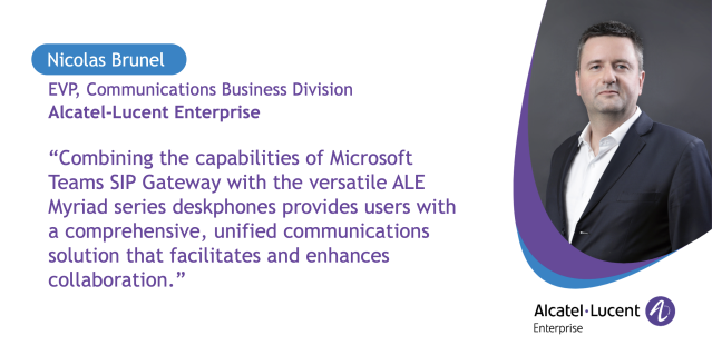 AstridKrupicka's tweet photo. The @ALUEnterprise Myriad Series SIP Deskphones are now compatible with Microsoft Teams SIP Gateway, enriching the range of calling methods available when using Teams. Learn more. #WhereEverythingConnects #UnifiedCommunications #CloudCommunications https://t.co/xZYCS9CEzY https://t.co/8rNLCyDMLw