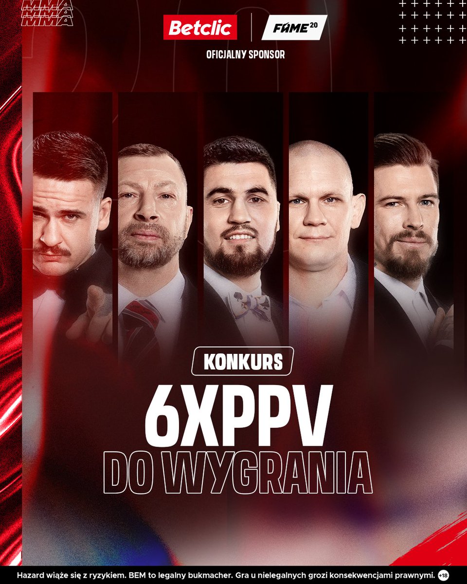 pewniaczki_pl's tweet photo. Stwórz piłkarski Fight Card i wygraj kod PPV na galę FAME 20! 

Już w najbliższą sobotę odbędzie się jubileuszowa gala FAME 20, na której będziemy mieli przedstawiciela środowiska piłkarskiego w osobie Jakuba Koseckiego.

❓ Chcesz zobaczyć "Kosę" i pozostałych freaków? Mamy do rozdania 6⃣ kodów PPV od naszego partnera @BetclicPolska, zatem odpalamy konkurs:
❤️ Polub post.
🔀 Podaj dalej.
📝 Napisz jak wyglądałby Twój idealny piłkarski Fight Card dla @famemmatv - walka wieczoru + 2x co-main event. ⚽️🥊 (piłkarze, trenerzy, działacze, sędziowie - jak wolisz)
⭐️ 6 autorów propozycji, które zbiorą największą liczbę ❤️ dostanie od nas kod PPV na FAME 20.*
⏰ Czas na podawanie swoich propozycji dajemy do czwartku (08.02) do 22:00.

‼️ Pamiętaj - ofertę zakładów na FAME 20 znajdziesz oczywiście na stronie oraz w aplikacji Betclic.
Jeśli chcesz zagrać, a nie masz konta - rejestrujesz się tutaj:
https://t.co/mTjDF6Qy7V (kod: PEWNIACZKIPL)