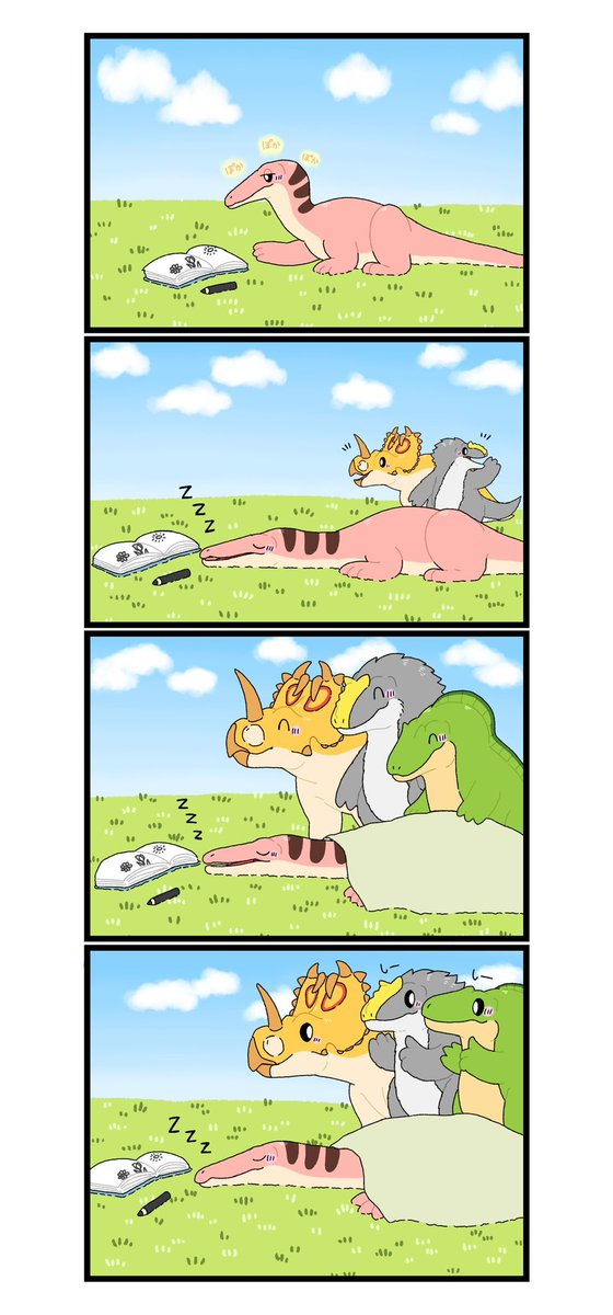 4コマ②
#ハクア町のほのぼの日常
#レックスandテリー 