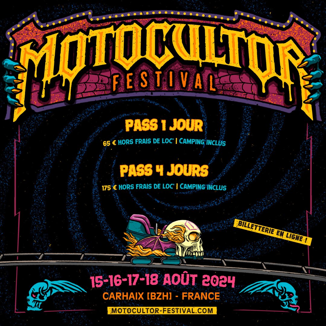 Les amplis vont rugir, les têtes vont se secouer 🤘 Réservez votre place pour le #MotocultorFestival ! Pass 1 jour ou Pass 4 jours, à vous de choisir votre dose de metal ! La billetterie en ligne 👉 motocultor.seetickets.com/content/billet…