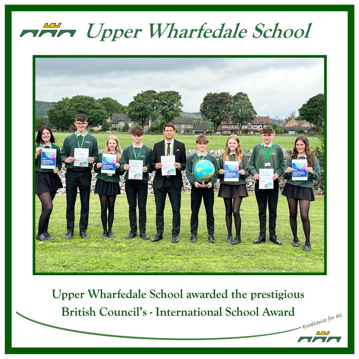 UpperWharfedale's tweet photo. Upper Wharfedale School has been awarded the British Council's prestigious International School Award in recognition of its work to bring the world into the classroom. The teaching and learning of global and international issues remain at the forefront of the school ethos. https://t.co/l5QtkpSVYC
