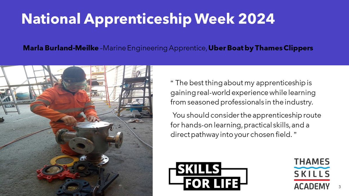 #SkillsForLife #NAW2024 @thamesclippers @SouthEssexColl - find out from Marla why an #apprenticeship on the #Thames could be the route for you. Interested? Attend the TSA Apprenticeship Open Day Event on 2nd May tinyurl.com/5xy9c367 #careersonthethames @MUKCareers @MaritimeUK