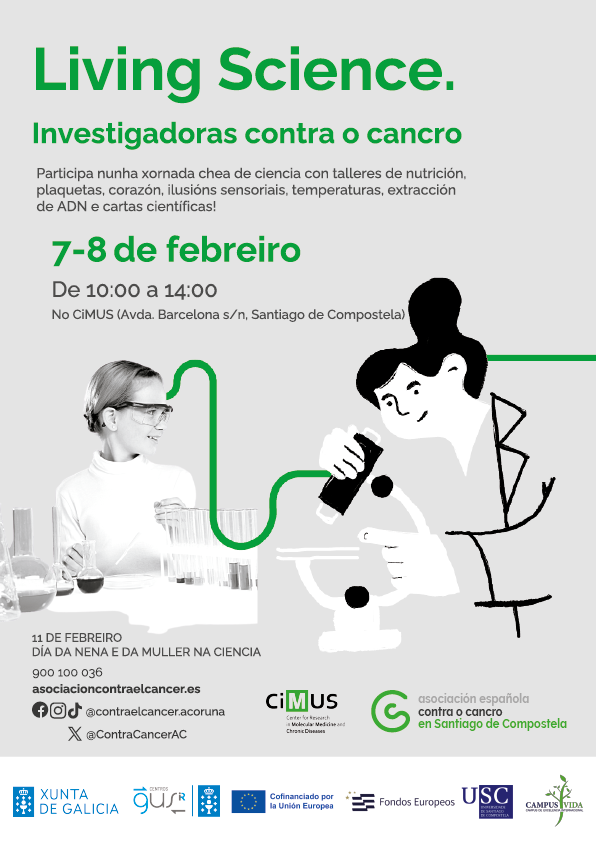 cimususc's tweet photo. “Ciencia Viva” contra el #cáncer centrará nuestro programa para el #DíaMujeryNiñaenCiencia, en colaboración con @ContraCancerAC en Santiago. Este #11F continuamos despertando vocaciones científicas entre los más jóvenes.
👉https://t.co/pDs7v0ZAOY https://t.co/iSNBfUakDO