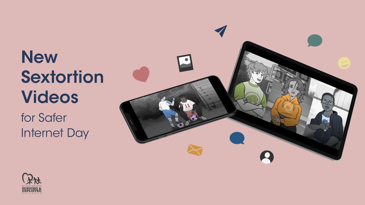 NetSmartz's tweet photo. Today, NCMEC stands united with global organizations to mark #SaferInternetDay!

We're dedicated to empowering kids for safer online experiences. Join us in educating them about the dangers of sextortion with the release of two impactful videos. #SID2024 https://t.co/MbFp4XFuHq