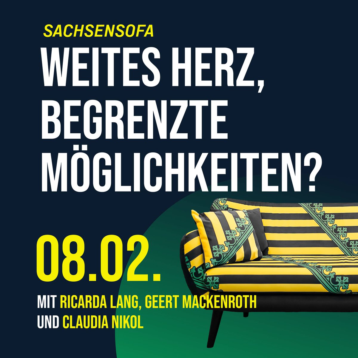 saechsab's tweet photo. Wir müssen ein #Aufnahmeklima in Sachsen schaffen. 
Wie gelingt uns dabei der Balanceakt zwischen humanitären Werten und praktischen Fragen? 
Darüber diskutiere ich am Donnerstag u.a. mit Ricarda Lang auf dem #Sachsensofa. 
Diskutieren Sie mit!
Anmeldung: https://t.co/NUfcOyU4rQ https://t.co/q1fAwyR6Cu