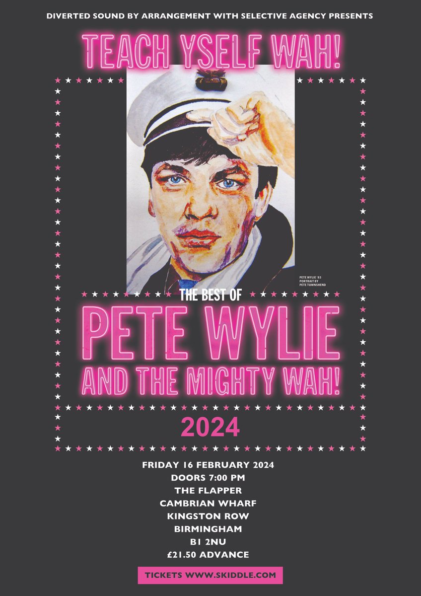 Not long now - just 40 tickets left - the legend that is @petewylie plays @TheFlapperBrum in Birmingham on 16th of Feb courtesy of Seventh Wave offshoot @DivertedS Tickets here: skiddle.com/e/36692271