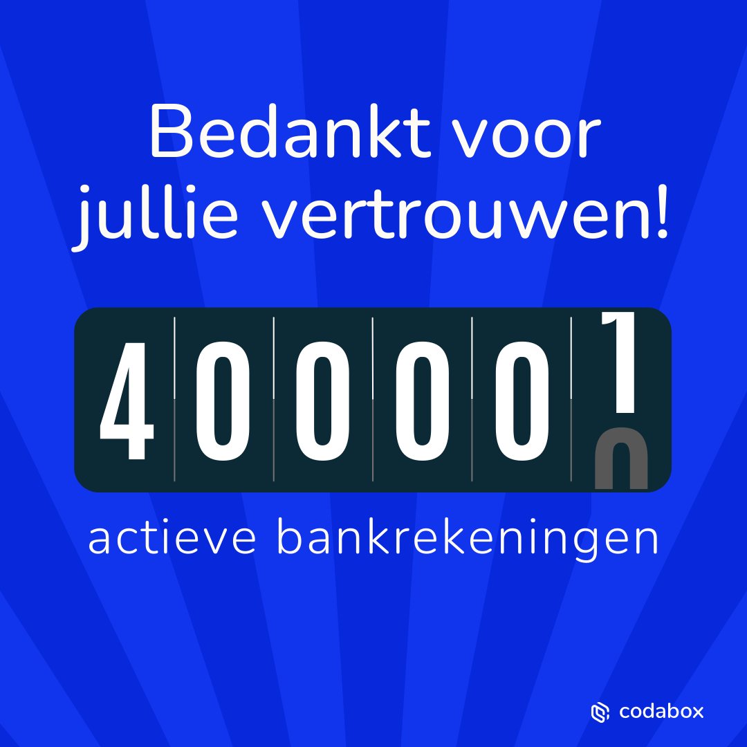 Deze mijlpaal bewijst dat #CODA nog steeds dé oplossing is om de digitale bankafschriften van je klanten automatisch in je software te ontvangen 🥳 Bedankt voor jullie massale vertrouwen 🙏