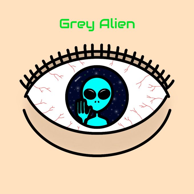 らくがきグレイエイリアン瞳の奥は無限の宇宙#らくがき#イラスト#瞳の奥 