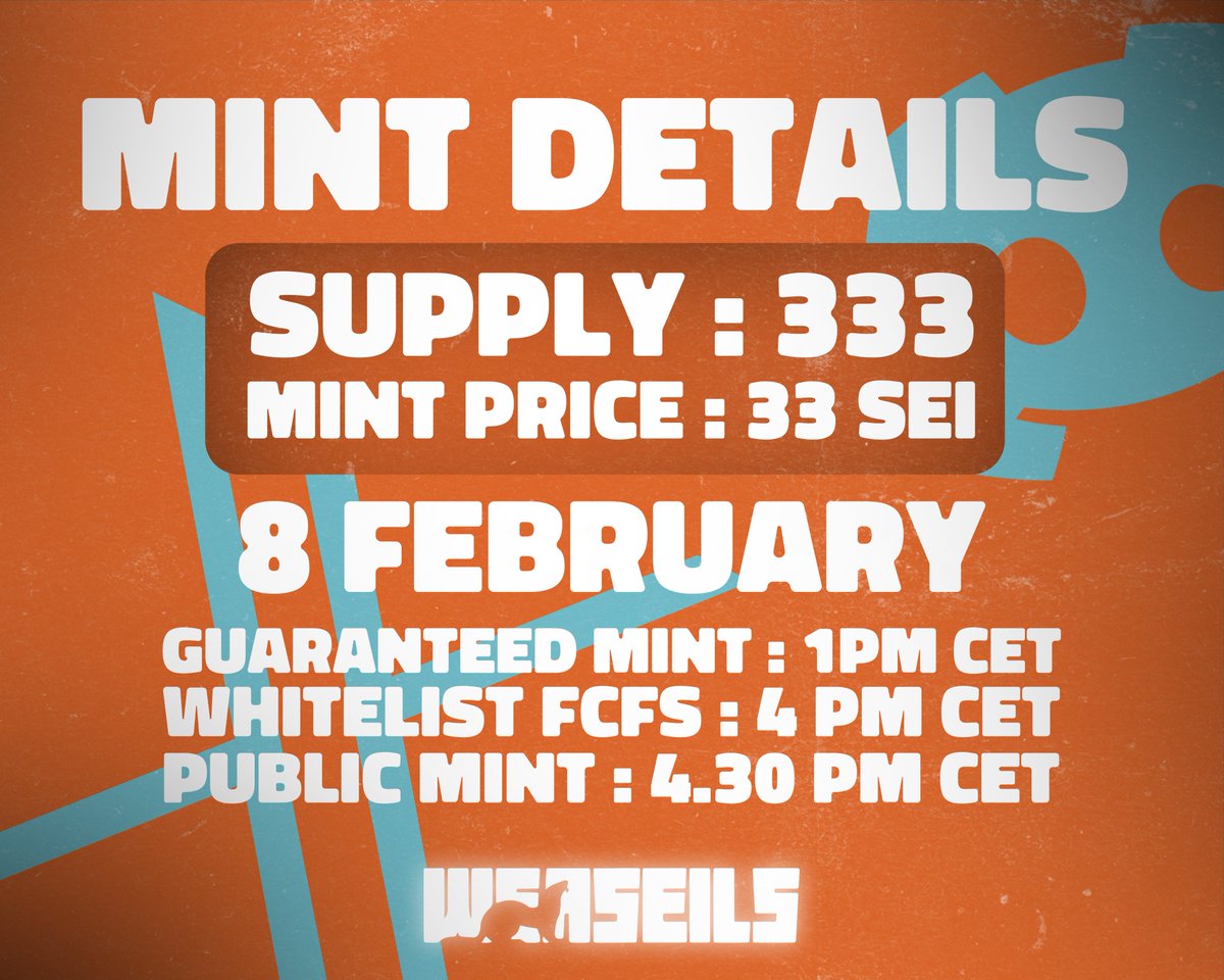 🚨Mint is in 48 hours,

We are giving away to celebrate:

- 2 Guaranteed Mint Spots

1⃣ Follow <a href="/WeaseilsNFT/">WeaseilsNFT</a> <a href="/BRLN1337/">BRLN</a> <a href="/notcryptony/">cryptony</a>
2⃣ Like and RT this post
3⃣ Tag some friends

⌛️Giveaway ends in 24h